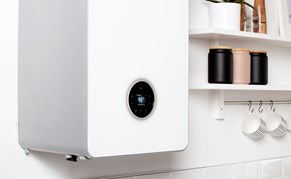 Boiler with thermostat in kitchen