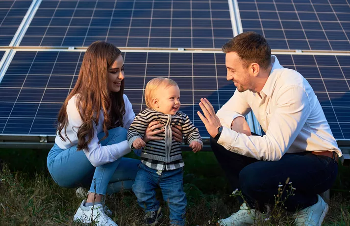 Family With Solar Panels